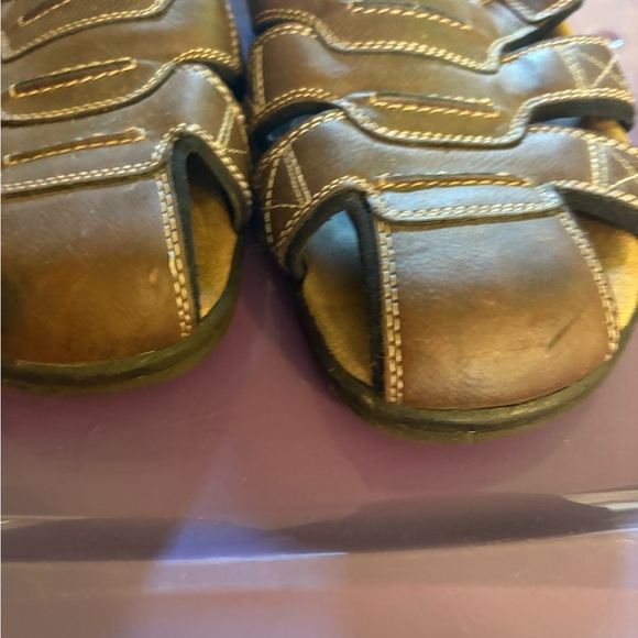 Men's Brown Leather Sandals - Picture 2 of 3